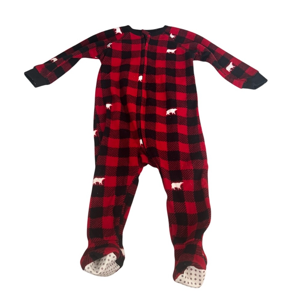 The Children's Place Red and Black Plaid Footies
